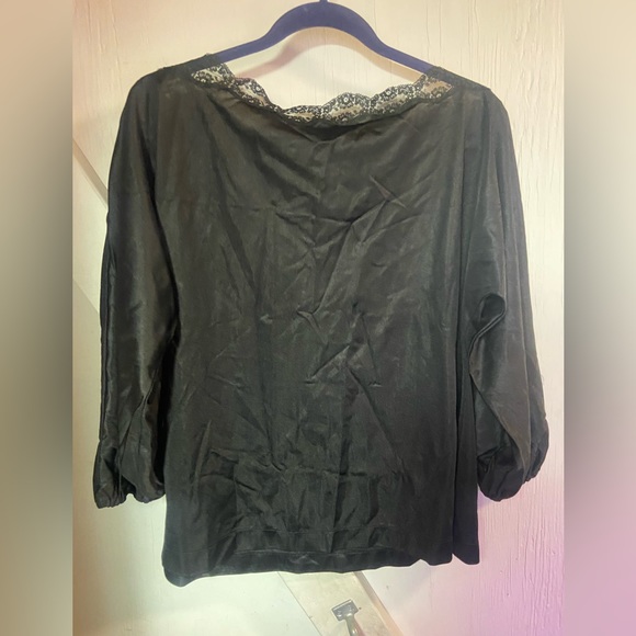 Vintage Annique by Rosa black satin three piece lounge nightwear set ladies med - Picture 11 of 15